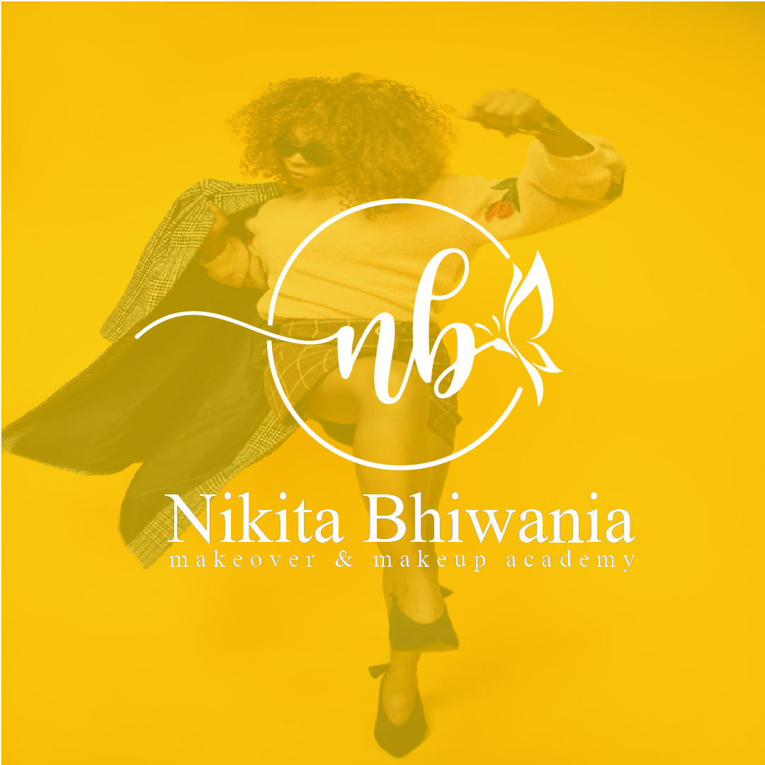 Nikita Bhiwania makeover and makeup artist logo with elegant beauty branding