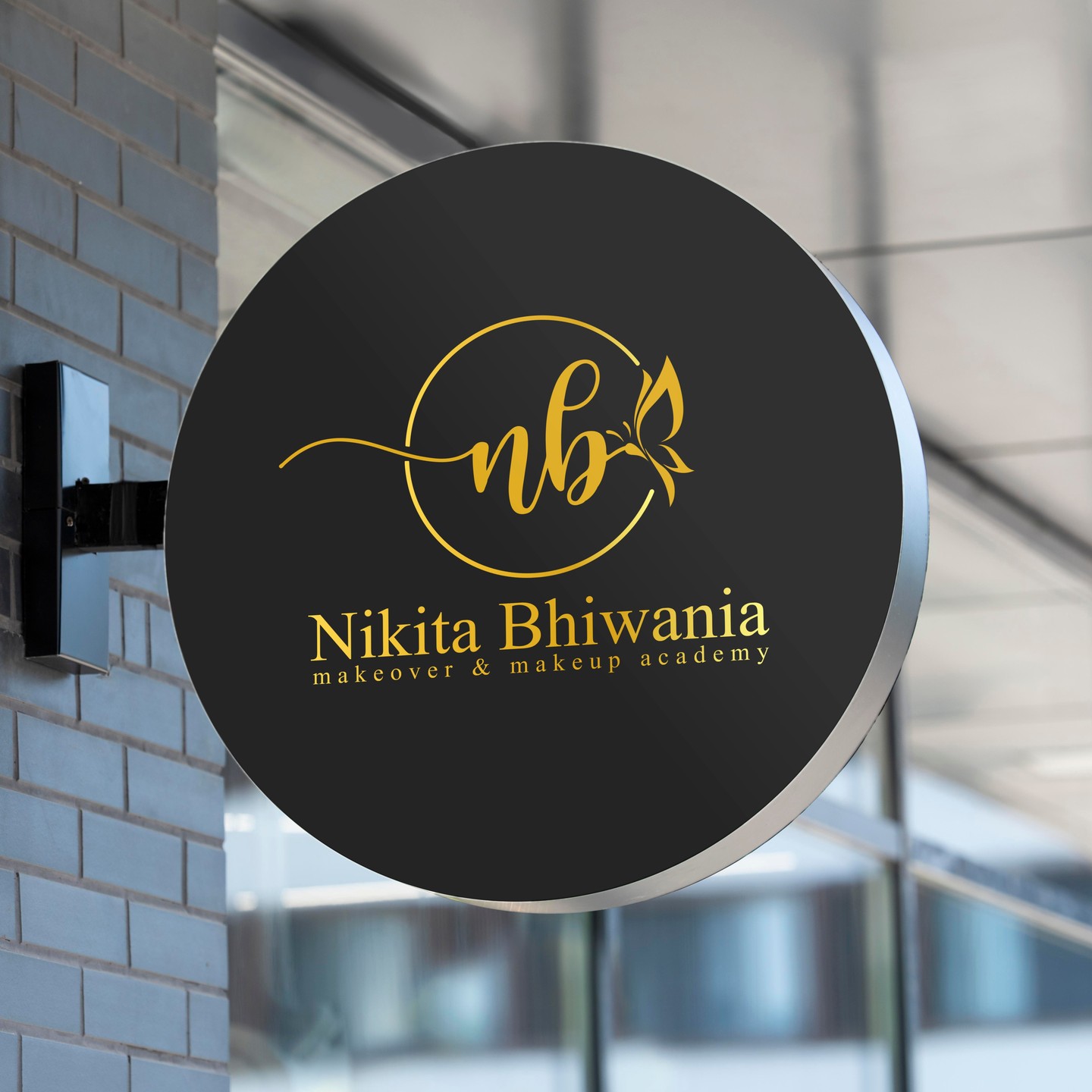 Nikita Bhiwania makeover and makeup artist logo with elegant beauty branding