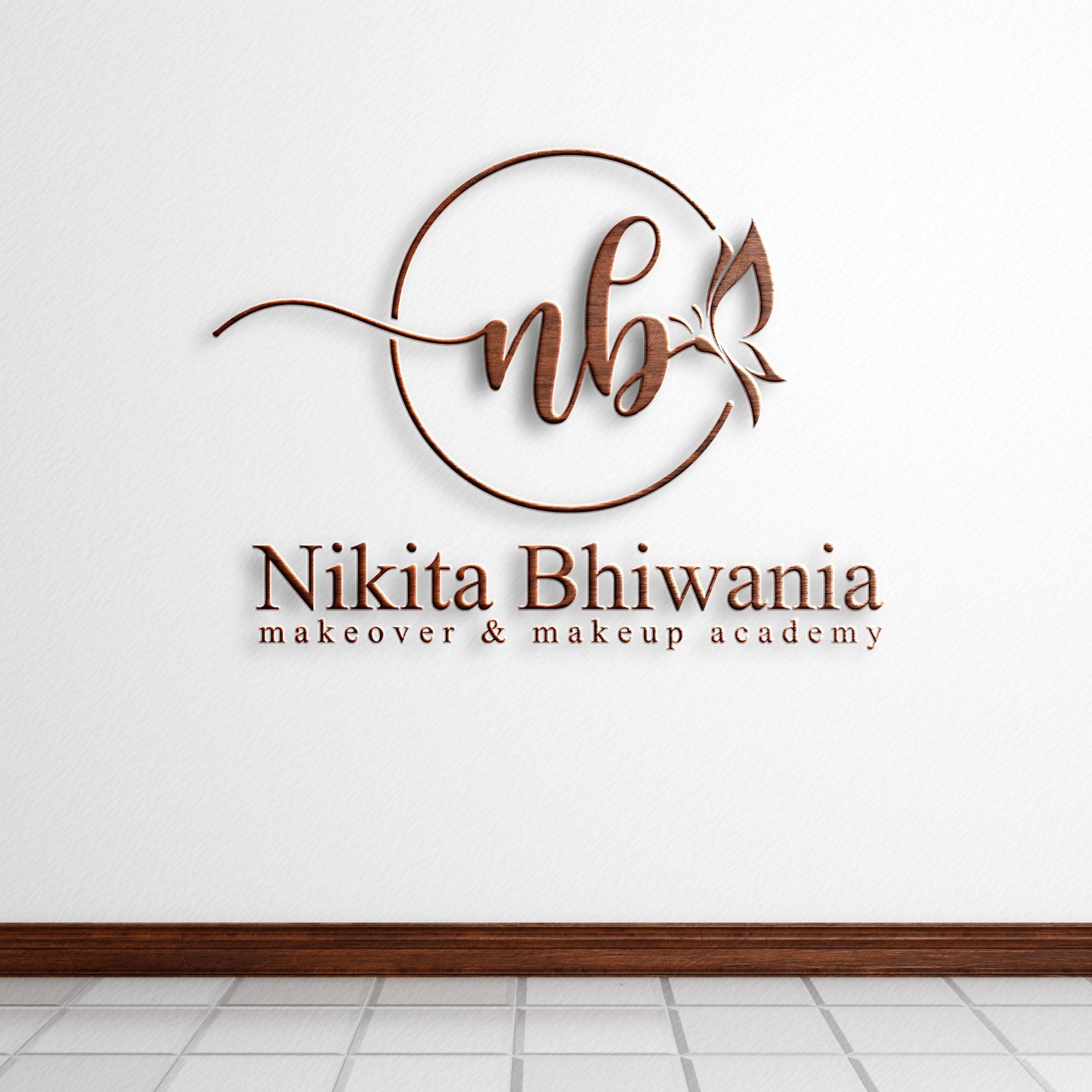 Nikita Bhiwania makeover and makeup artist logo with elegant beauty branding