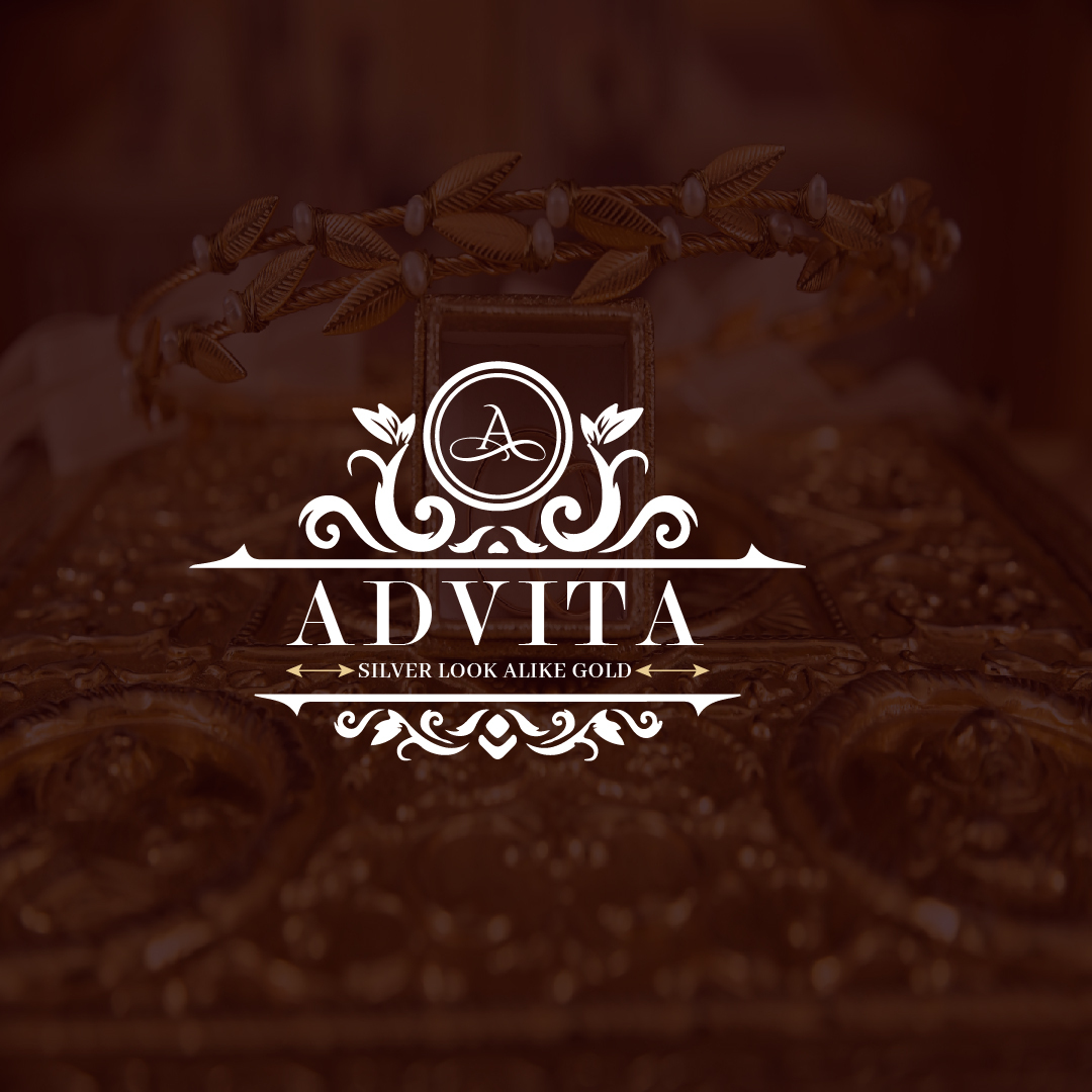 Advita jewelry logo design showcasing silver look alike gold branding
