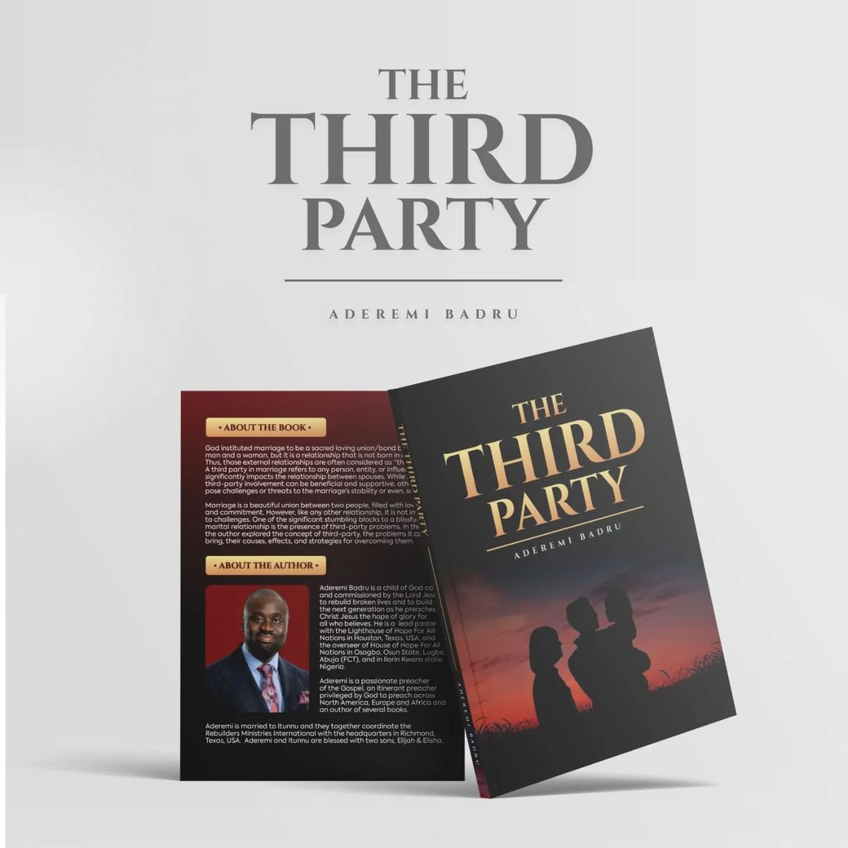Book cover design for The Third Party featuring dramatic tones and relationship-focused Christian theme