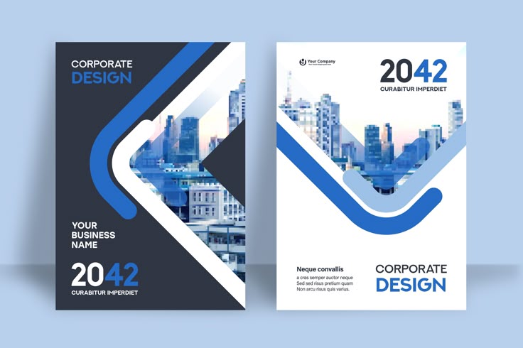 Corporate business book cover design with modern blue layout and professional branding