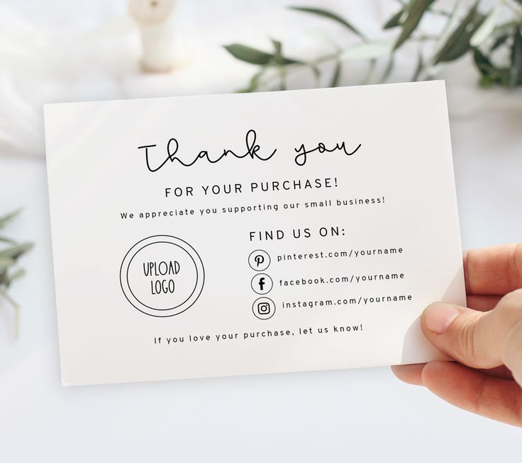 Minimal thank you card design for Luna Craft Studio with clean typography and modern layout
