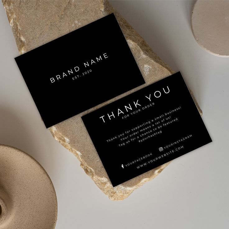 Luxury black thank you card design for Noir Avenue with modern typography