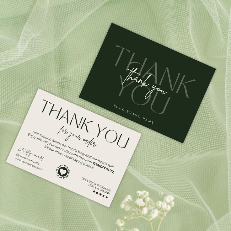 Nature-inspired thank you card design for Evergreen Nest with earthy colors and friendly typography