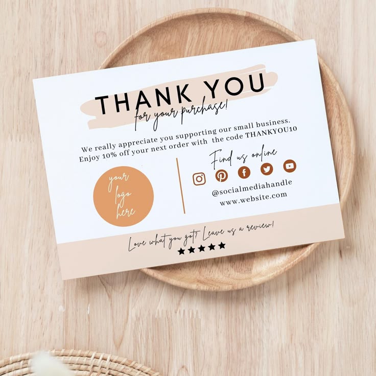 Creative thank you card design for Peach Lane Boutique with soft colors and friendly typography