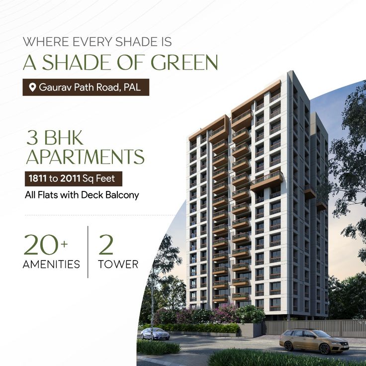 Real estate social media post design for GreenHaven Residences featuring luxury apartment building and amenities