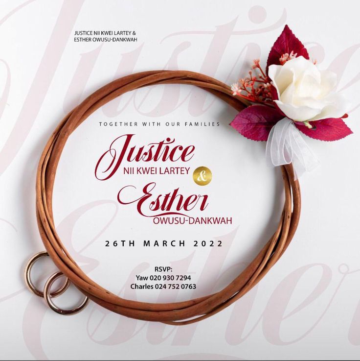 Ring-themed elegant wedding invitation card with floral accents