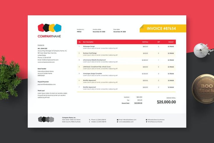 Modern corporate invoice design layout