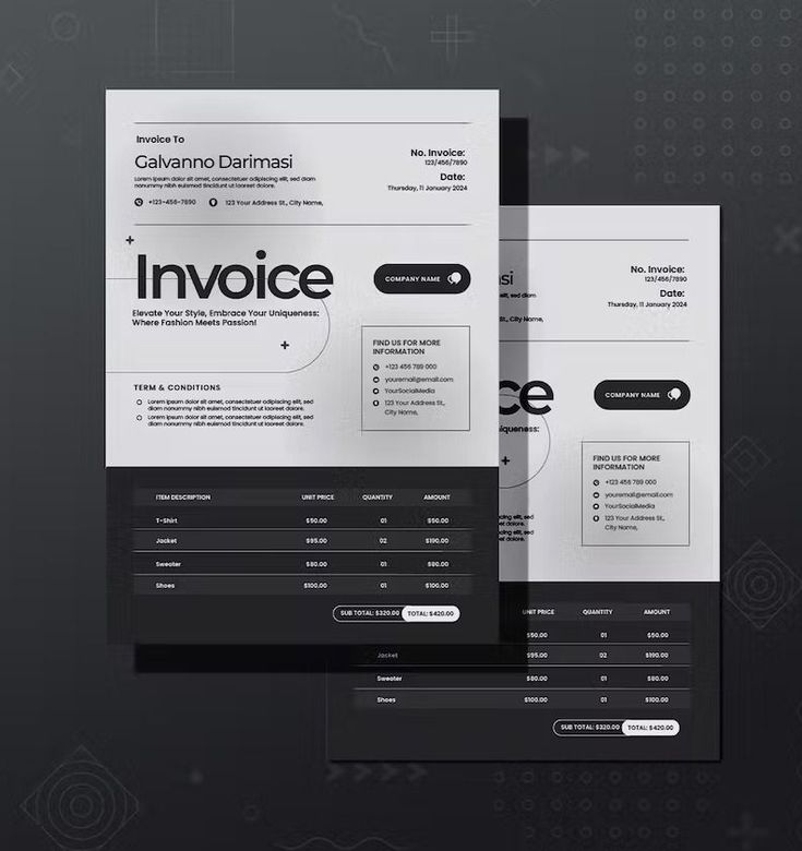Professional service invoice layout