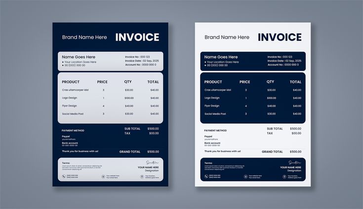 Modern blue invoice template
