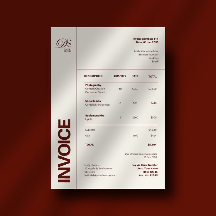 Grid based invoice design layout