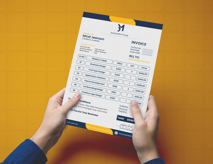 Freelance invoice design layout