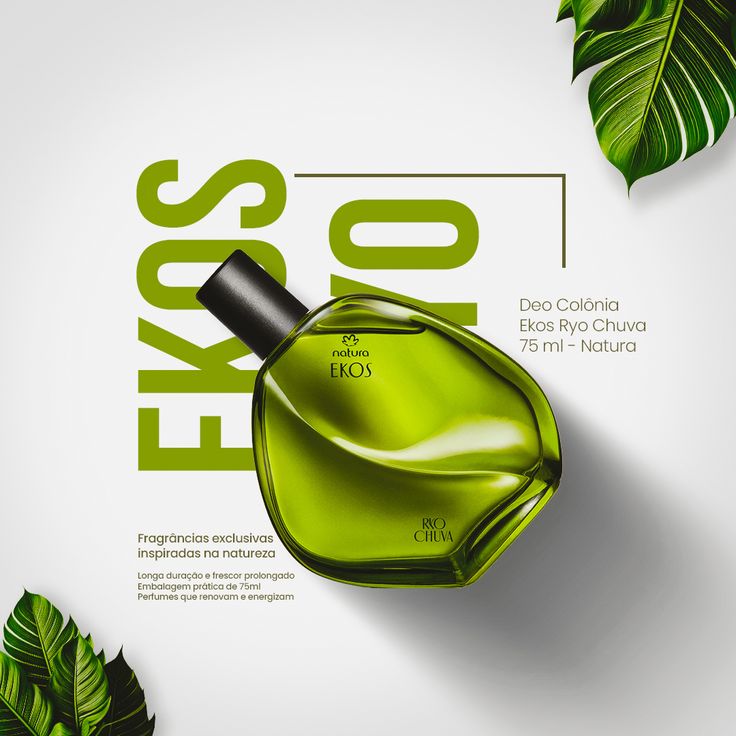 Green perfume product branding sticker design with natural theme