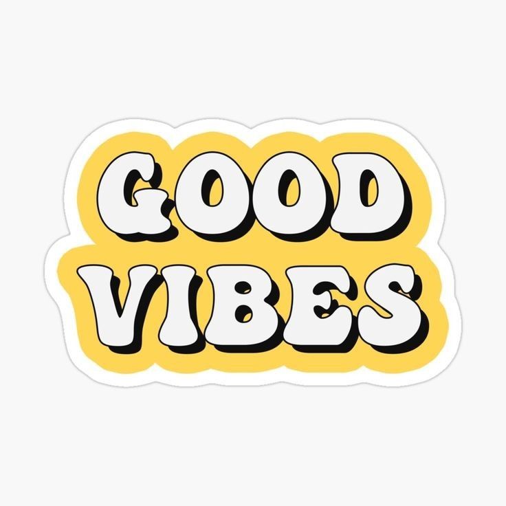 Bold good vibes typography sticker with yellow background
