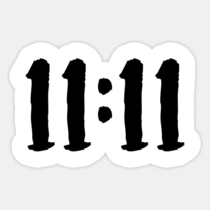Minimal black and white 11:11 number sticker design