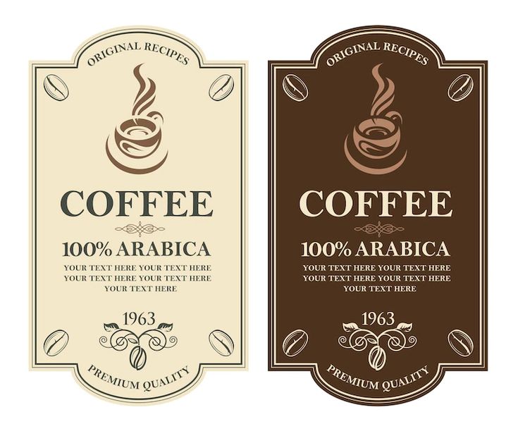 Classic coffee and food label design with traditional typography and premium styling