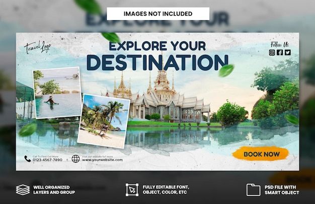 Travel agency banner promoting exotic destination and holiday packages