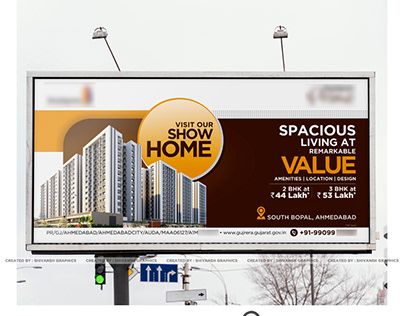 Residential project billboard banner showing modern apartment complex