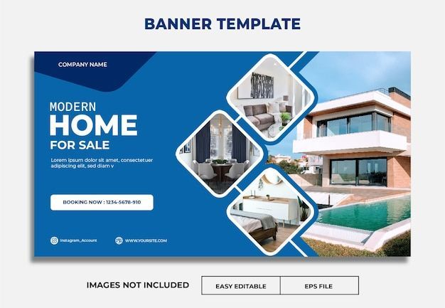 Premium real estate website banner design showcasing modern commercial buildings