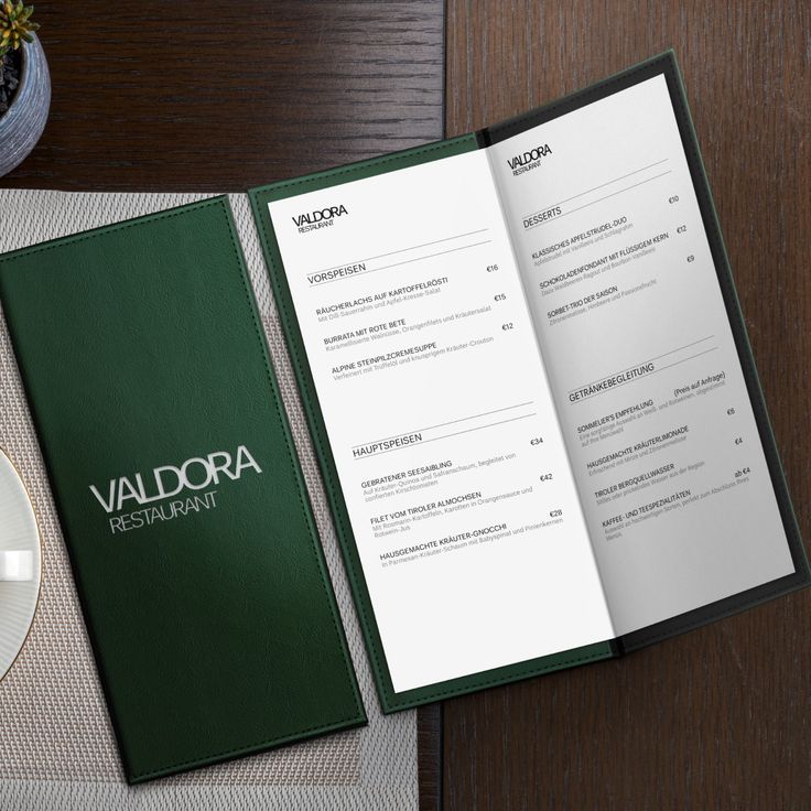 Minimal modern restaurant menu design with clean layout