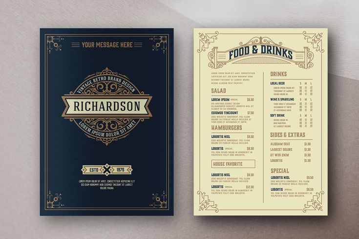 Vintage retro restaurant menu design with classic typography