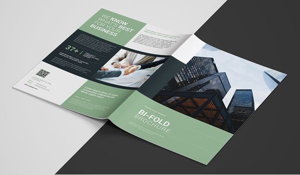 Corporate business bi-fold brochure design with modern layout