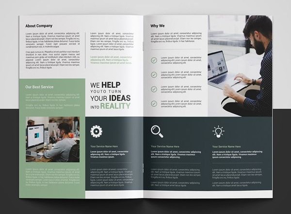 Corporate business bi-fold brochure design with modern layout