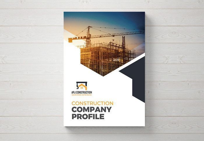 Construction company profile brochure cover design