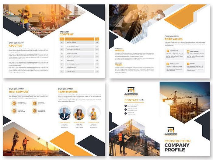 Construction company profile brochure cover design