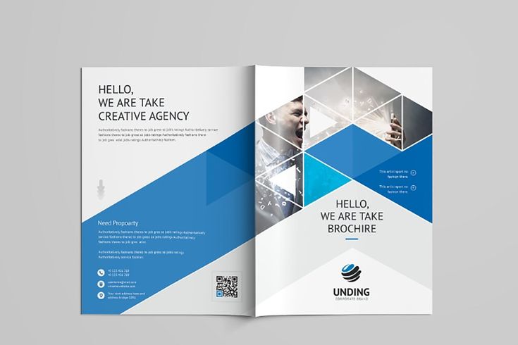 Creative agency bi-fold brochure with modern graphic layout