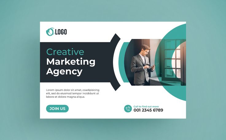 Creative marketing agency poster with modern layout and branding elements