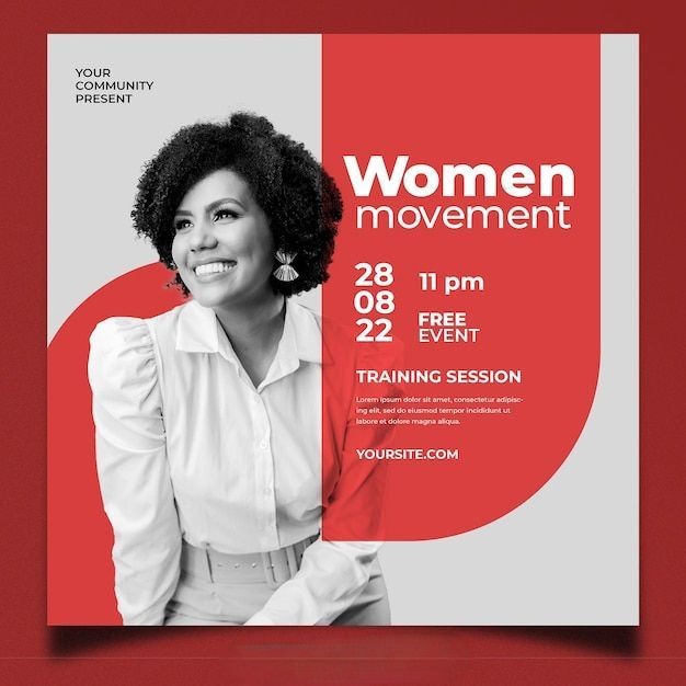 Women empowerment training event poster with bold typography and confident visual style