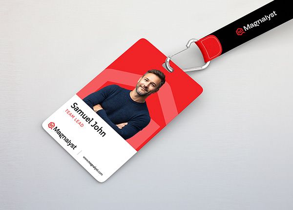 Corporate team ID card design with professional photo placement