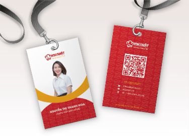 Modern employee ID card design with QR code and clean layout