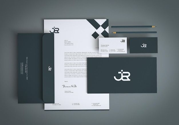 monogram logo brand identity design with stationery