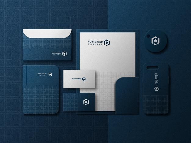 luxury brand identity design featuring geometric patterns and premium stationery