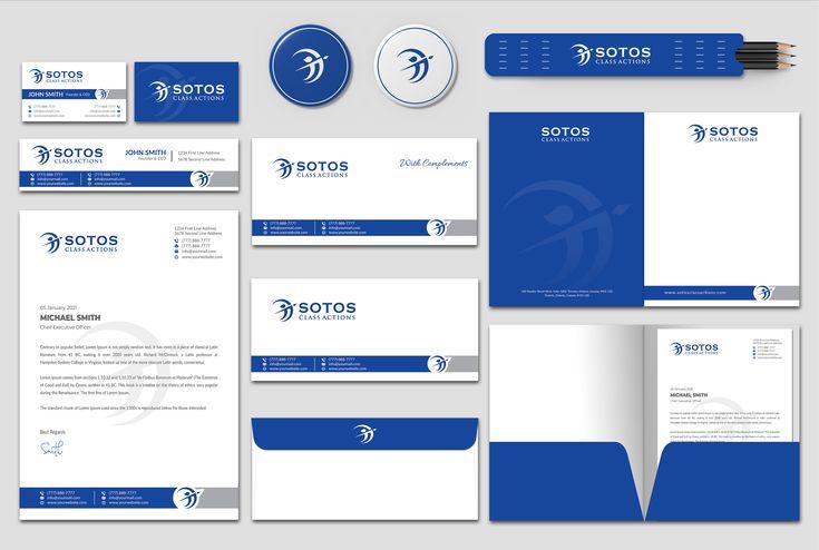 Sotos Class Actions law firm brand identity stationery design