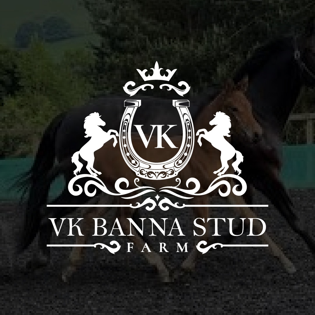 VK Banna Stud Farm logo with royal emblem and horse symbolism