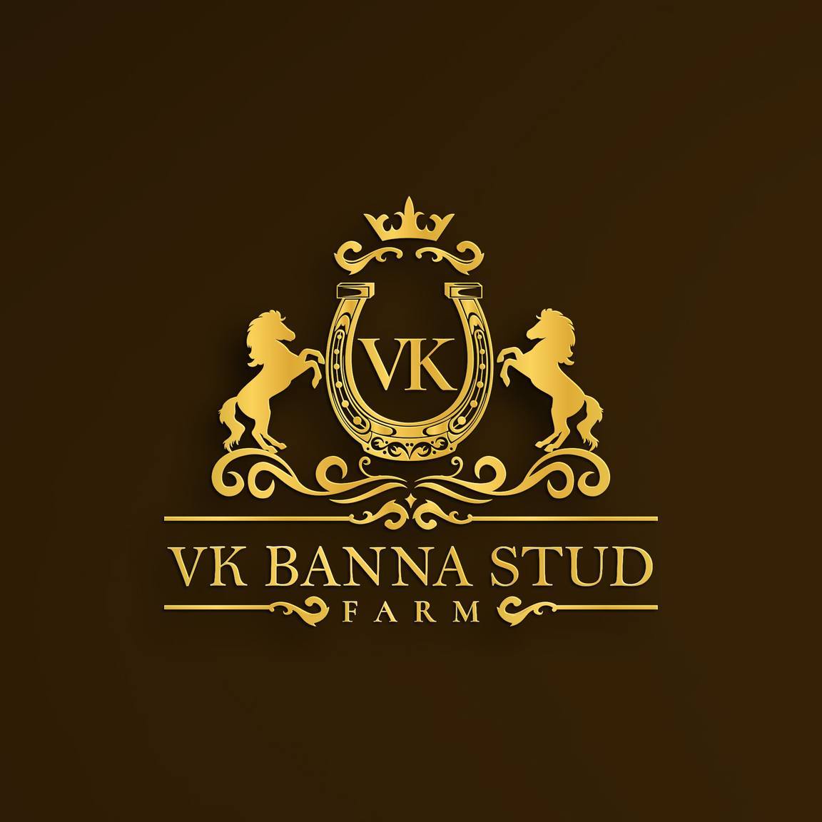 VK Banna Stud Farm logo with royal emblem and horse symbolism