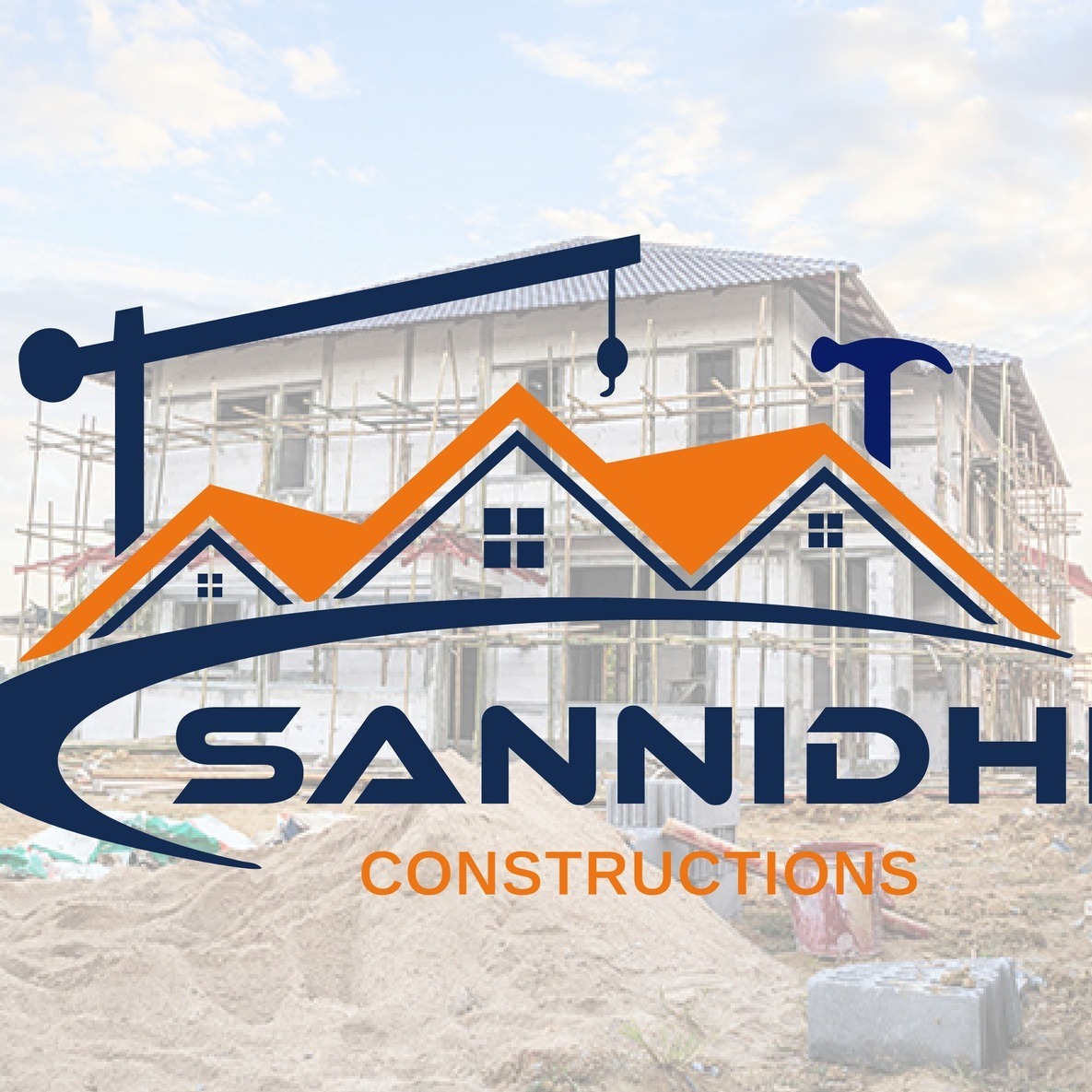 Sannidh Constructions logo design with architectural and construction elements