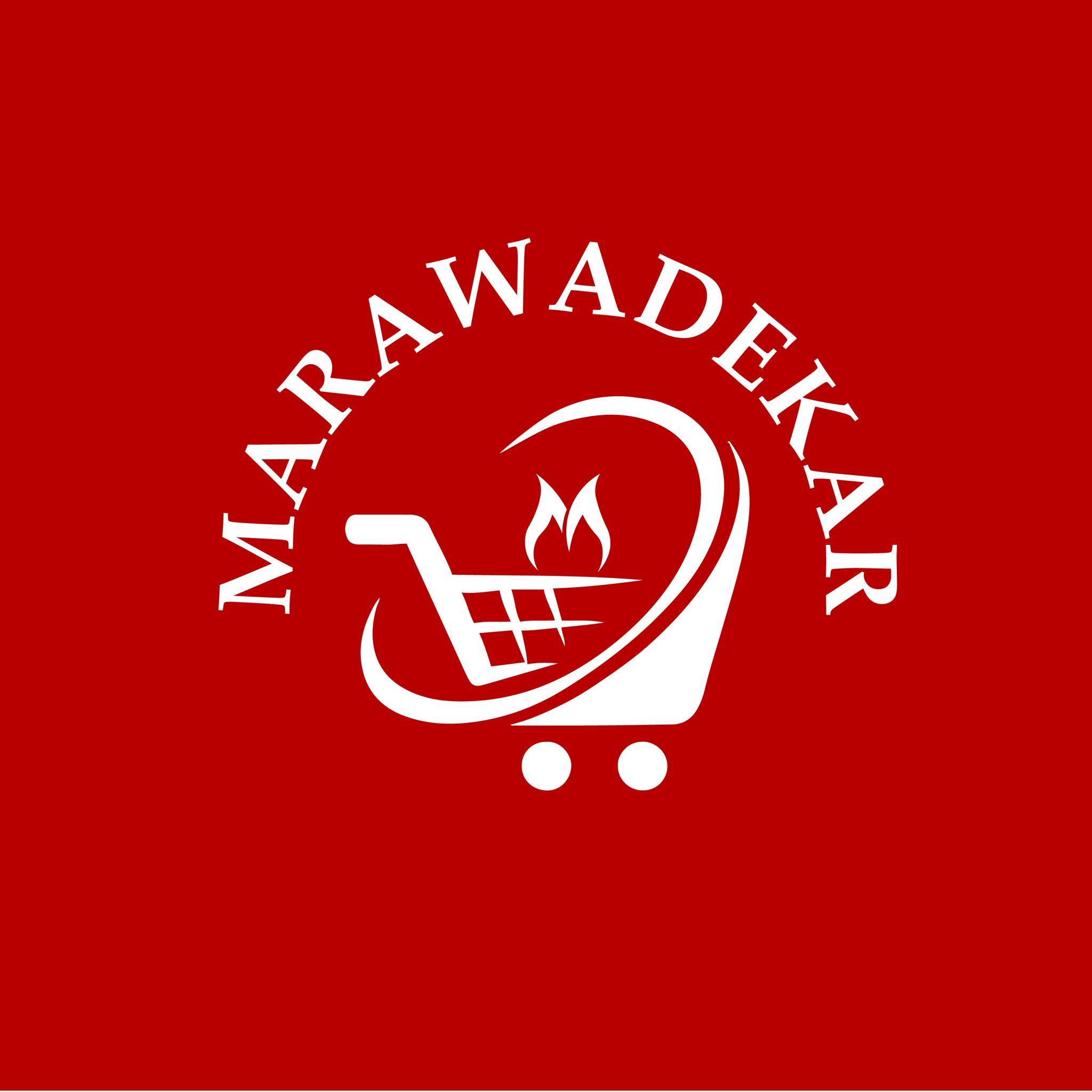 Marawadekar retail and food brand logo with shopping cart icon