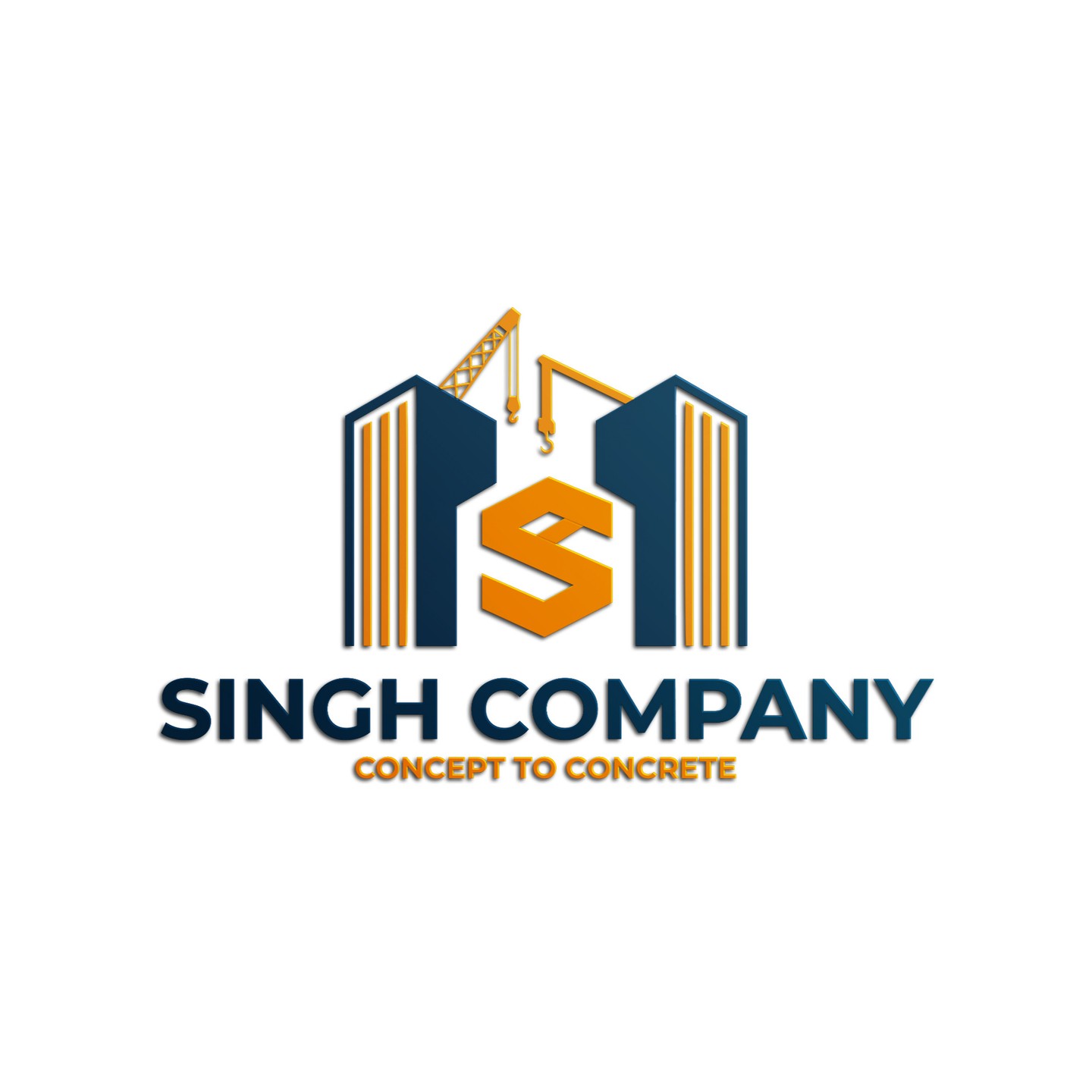 Singh Company construction logo featuring buildings and crane iconography