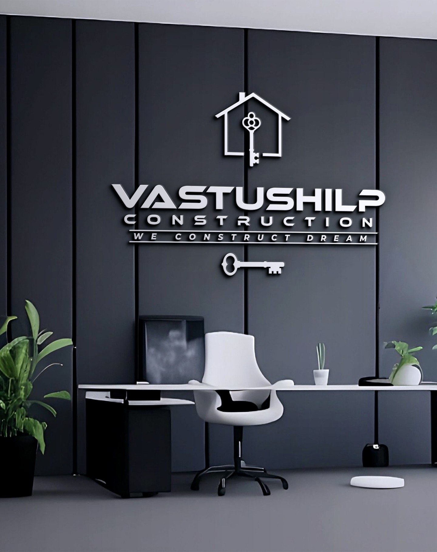 Vastushilp Construction real estate logo design