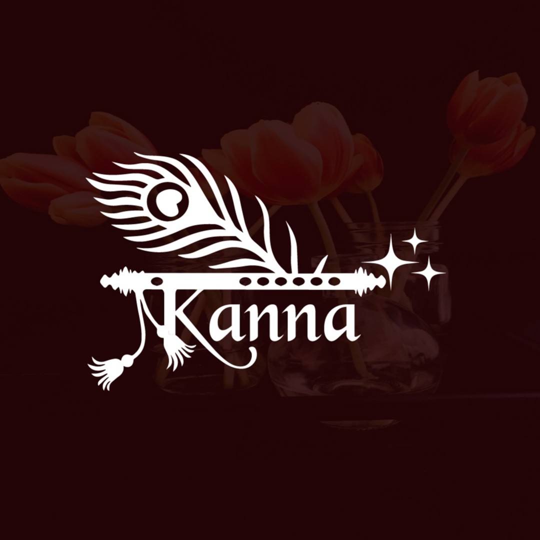 Kanna creative logo with flute and peacock feather design