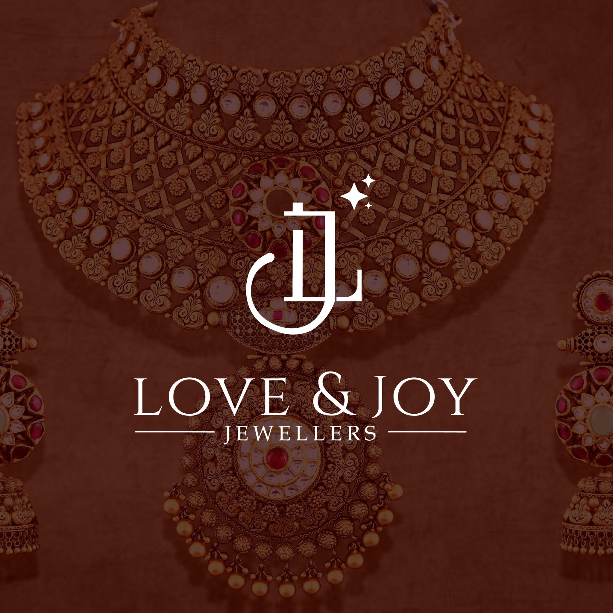 Love and Joy Jewellers luxury logo with traditional jewellery background