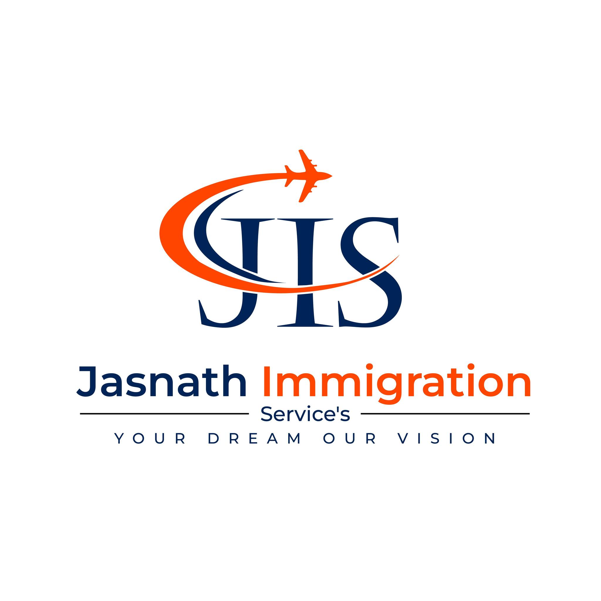 Professional immigration consultancy logo with airplane symbol for Jasnath Services