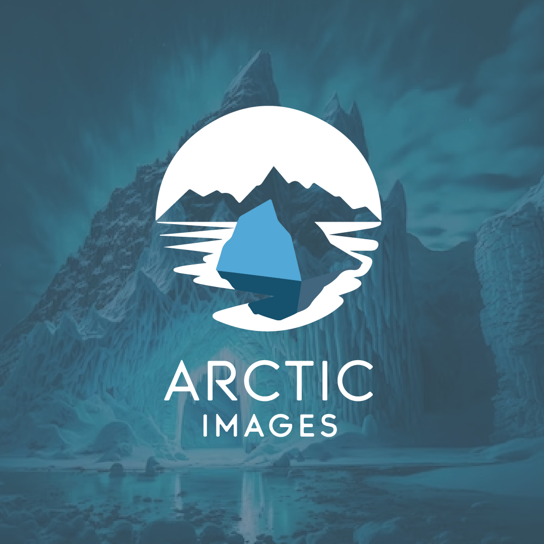 Arctic Images logo design featuring iceberg and mountain inspired creative mark