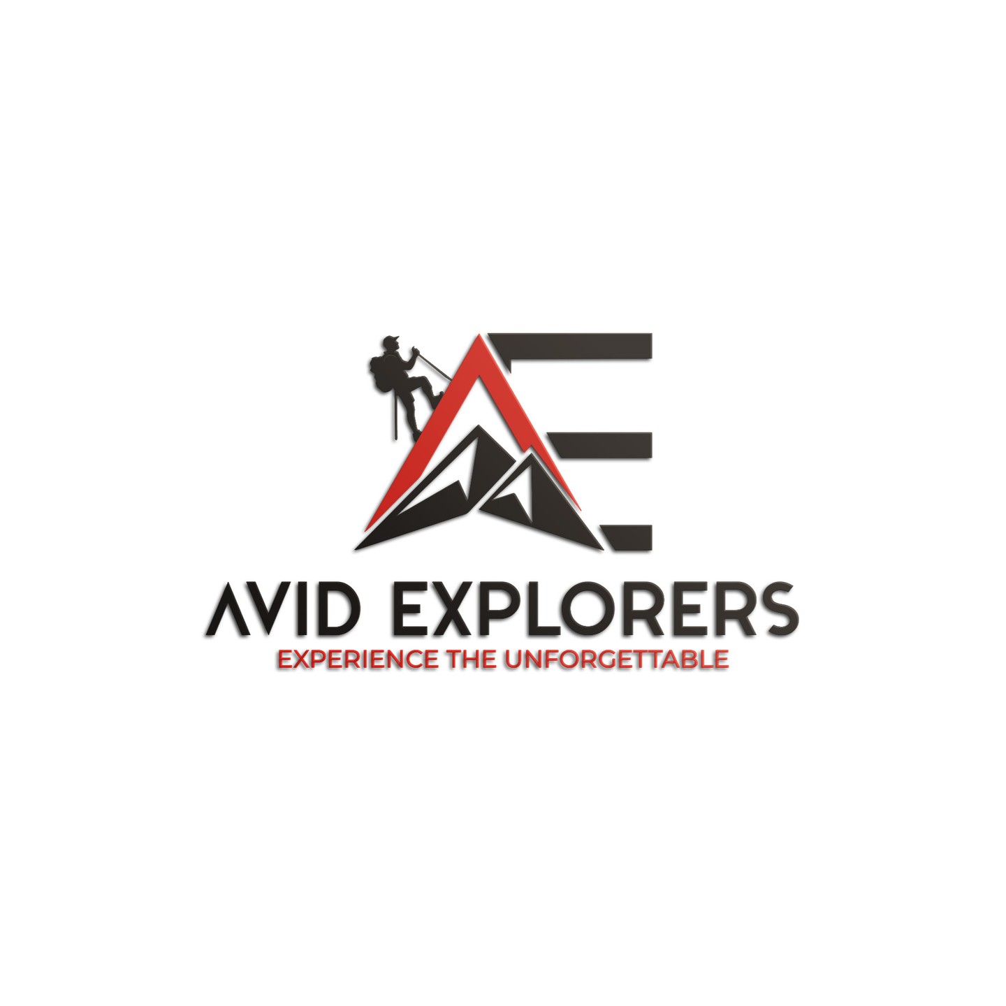 Avid Explorers travel logo with mountain and adventure theme