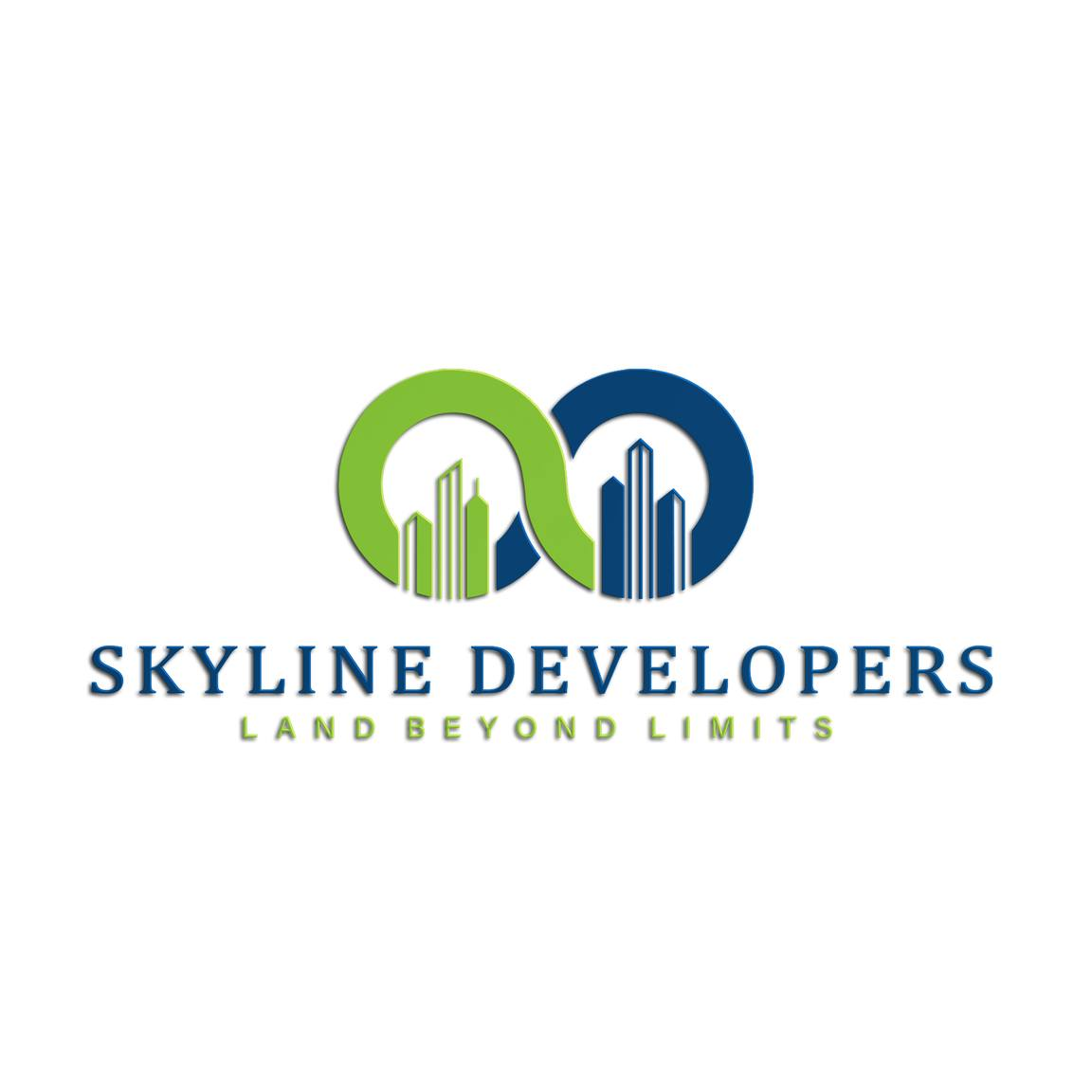 Modern real estate logo with skyline building icon